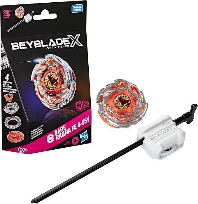 Beyblade X Rage Ragna FE 4-55Y CX Infinity Starter Pack Set, Takara Tomy Stamina Type Top and Launcher, Battling Tops Game Toys, Ages 8+