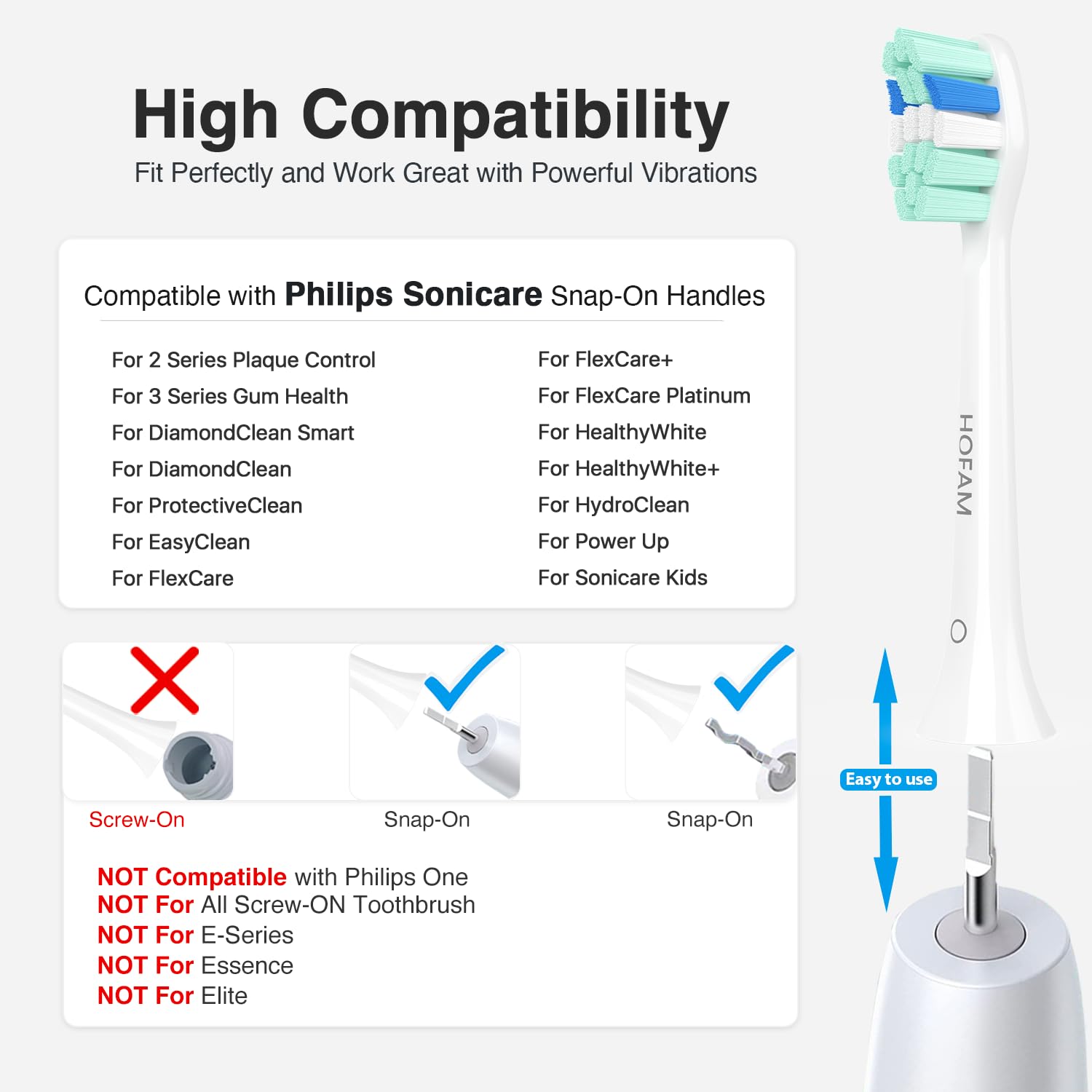 HOFAM Replacement Toothbrush Heads for Philips Sonicare Replacement Heads,Electric Replacement Brush Head Compatible with Phillips Sonicare Electric Toothbrush