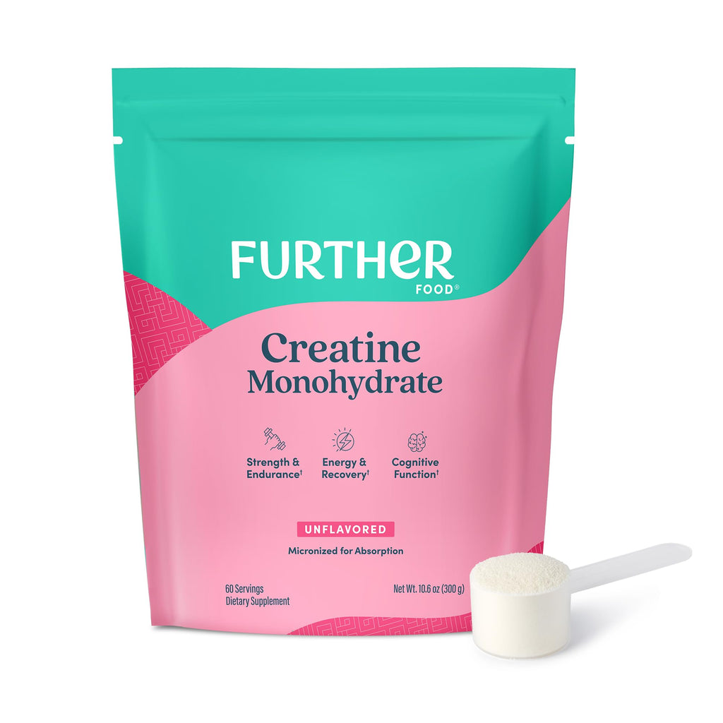 Further Food Unflavored Creatine Monohydrate Powder, 100% Pure, Micronized, Sugar-Free, Supports Strength, Energy and Muscle Recovery, 60 Servings, 10.6 Oz