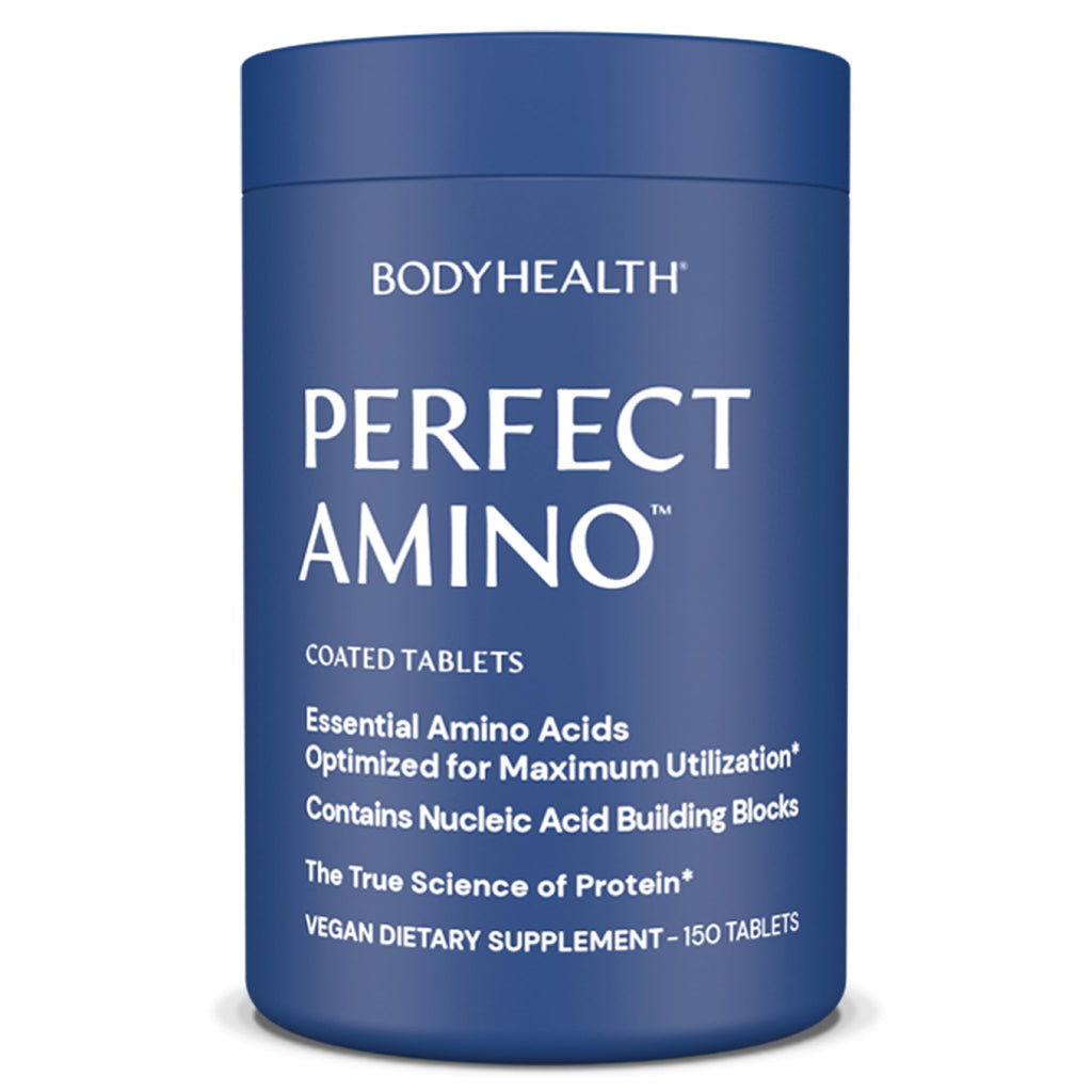 BodyHealth PerfectAmino (150 ct) Easy to Swallow Tablets, Essential Amino Acids Supplement with BCAAs, Vegan Protein for Pre/Post Workout & Muscle Recovery with Lysine