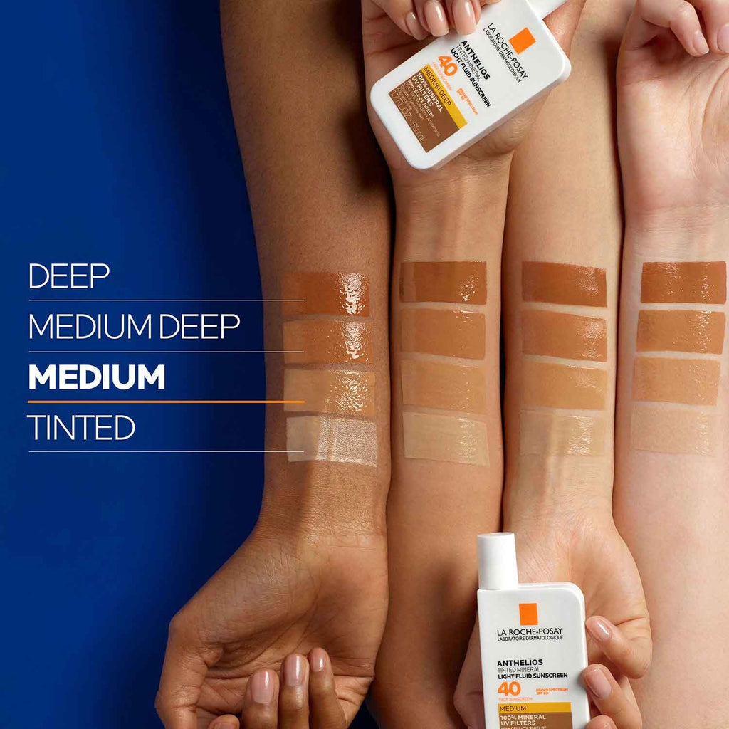 La Roche-Posay Anthelios Tinted Sunscreen SPF 40, Broad Spectrum SPF + Antioxidants, Titanium Dioxide & Zinc Oxide Sunscreen, 4 Flexible Shades With No White Cast