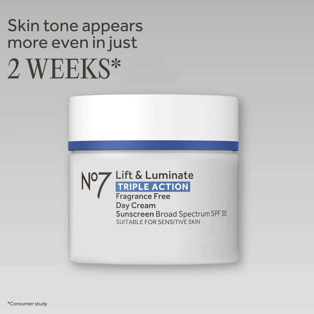 No7 Lift & Luminate Triple Action Face Cream - Fragrance Free Face Moisturizer with SPF 30 - Formulated with Anti Aging Collagen
