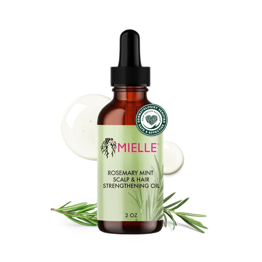 Mielle Organics Rosemary & Mint Hair Oil - Strengthening Biotin Oil Infused Frizzy & Damaged Hair Care - Split Ends & Dry Scalp Treatment