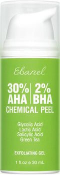 Ebanel Chemical Peel for Face, AHA BHA Exfoliator, Glycolic Acid Peel, Salicylic & Lactic Acid Face Peeling Gel, Infused with Green Tea & Chamomile for Acne Scars, Dark Spots, Wrinkles, Fine Lines