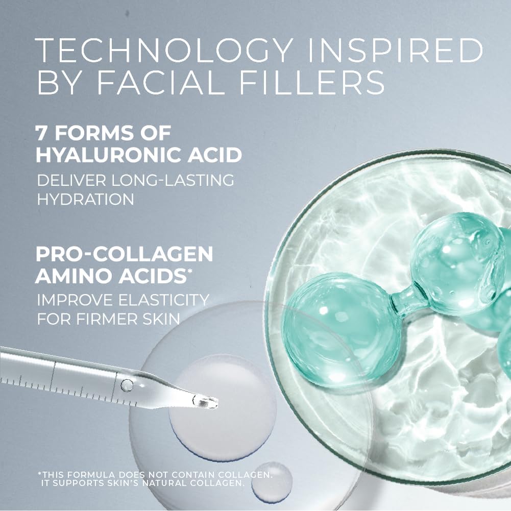 RoC Hydration+ Hyaluronic Acid Serum for Face, Hydrating, Plumping, Fragrance Free, Lightweight Formula with Collagen Proteins (1 Ounce)