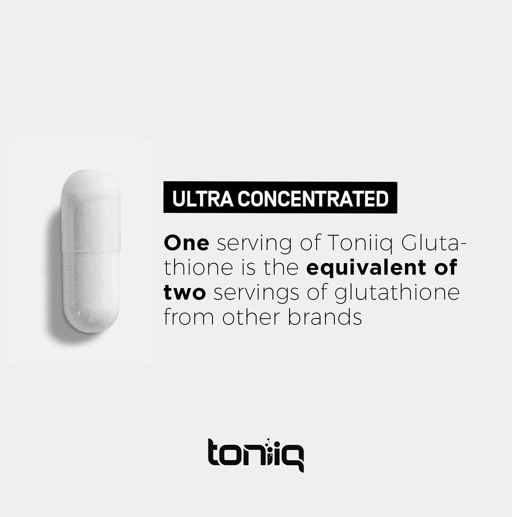 Toniiq Ultra High Strength Glutathione Capsules - 1000mg Concentrated Formula - 98%+ Highly Purified and Bioavailable - Non-GMO Fermentation - 120 Capsules Reduced Glutathione Supplement Toniiq buy supplements Au