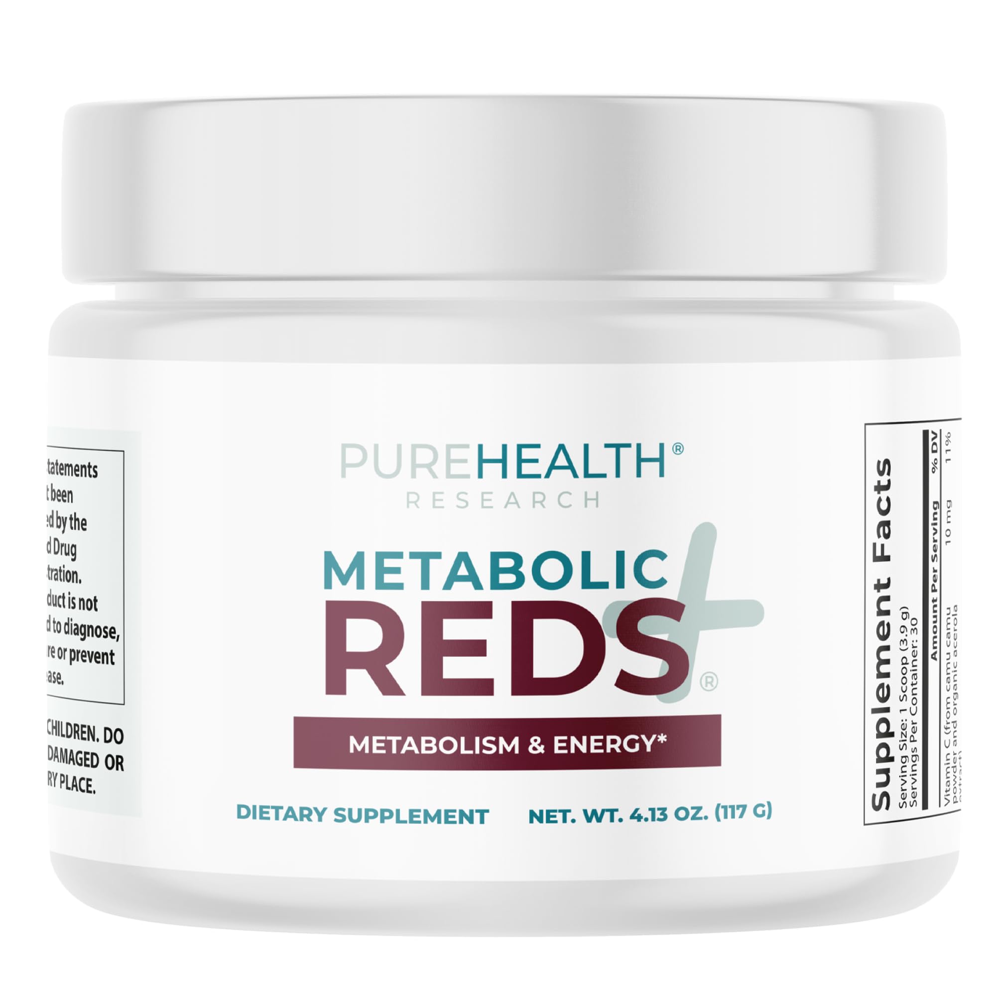 PUREHEALTH RESEARCH Metabolic Reds - Organic Superfood Powder Supplement - Fruit, Veggie, Adaptogenic, Probiotic Blends & More - for Metabolism & Energy Support