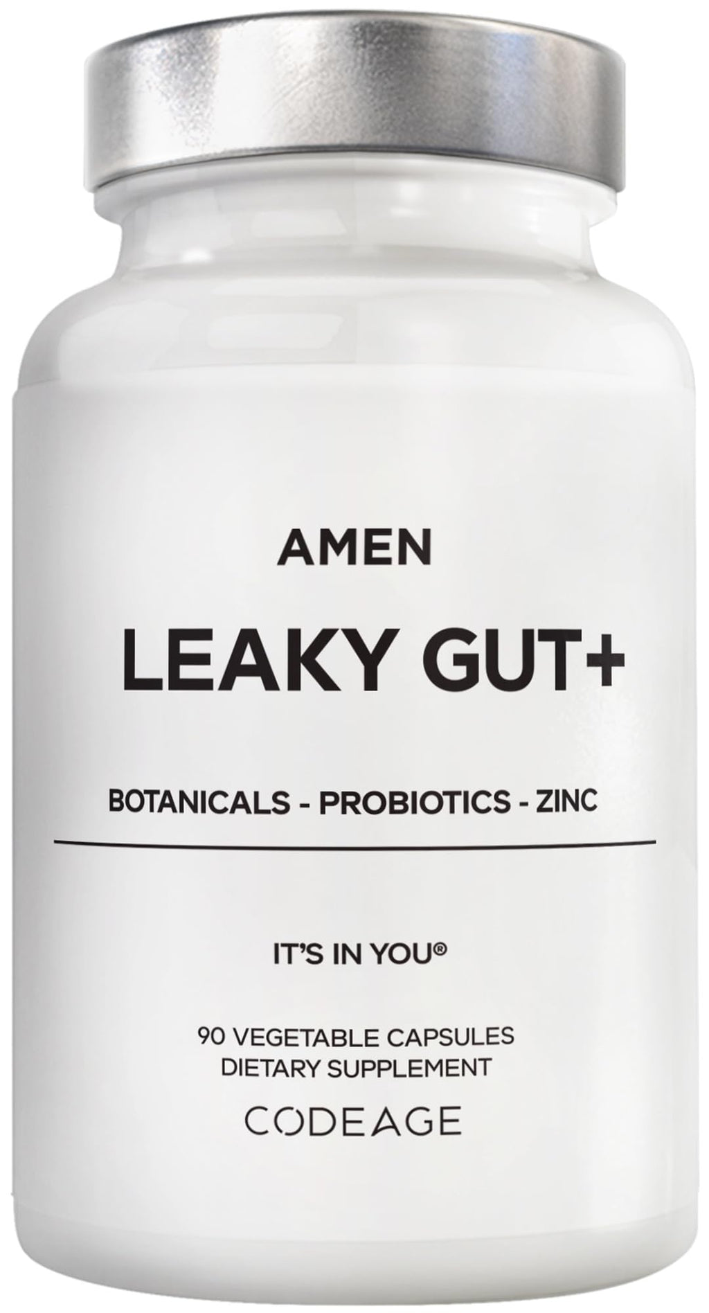 Amen Leaky Gut Supplement - Advanced Formula with Bioavailable L Glutamine, Zinc, Turmeric, DGL Licorice Root - Marshmallow Root - Probiotics & Fermented Prebiotics