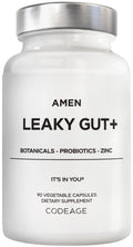 Amen Leaky Gut Supplement - Advanced Formula with Bioavailable L Glutamine, Zinc, Turmeric, DGL Licorice Root - Marshmallow Root - Probiotics & Fermented Prebiotics
