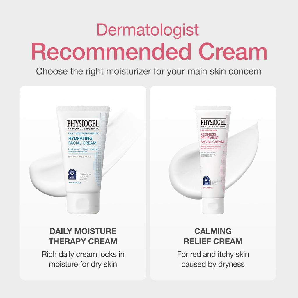 PHYSIOGEL Calming Relief Redness Relieving Facial Cream, Soothing Face Moisturizer with Squalane, For Dry, Irritated & Redness-Prone Skin, 3.4 fl. oz.