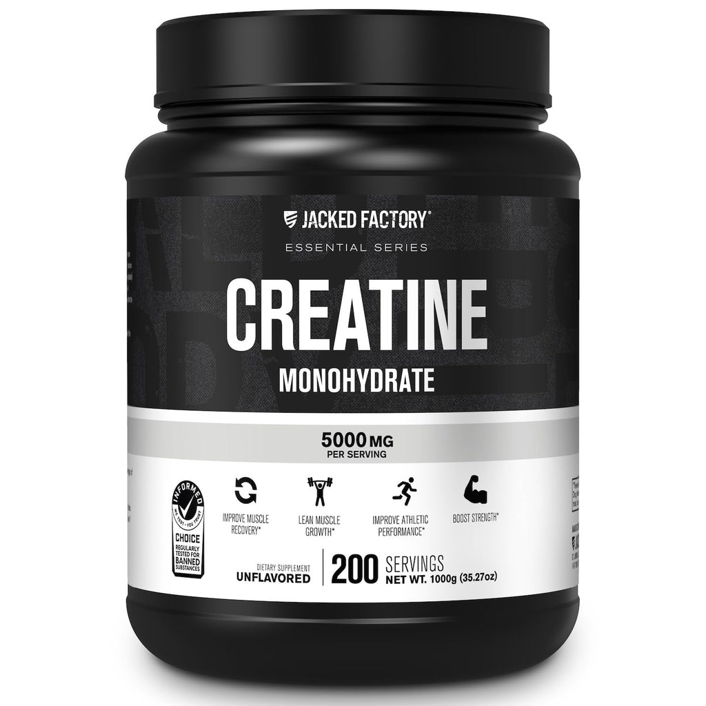 Jacked Factory Creatine Monohydrate Powder 1000g - 5g Daily Creatine Supplement for Men and Women, Vegan-Friendly,