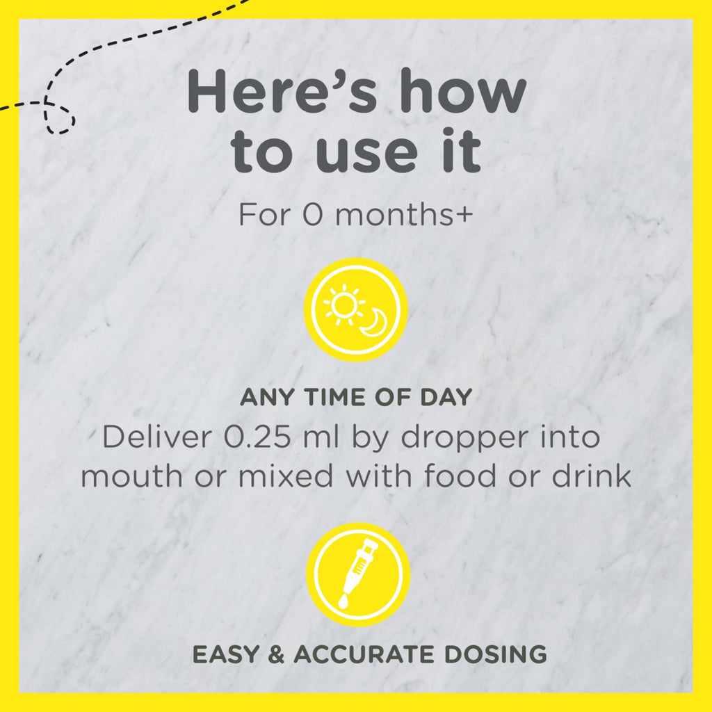 Zarbee's Vitamin D Drops for Infants, 400IU (10mcg) Baby & Toddler Liquid Supplement, Newborn & Up, Dropper Syringe Included, 0.47 Fl Oz
