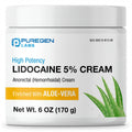 Puregen Labs Lidocaine 5% Anorectal (hemorrhoidal) Cream Maximum Strength | Enriched with Aloe-Vera | 6 Oz