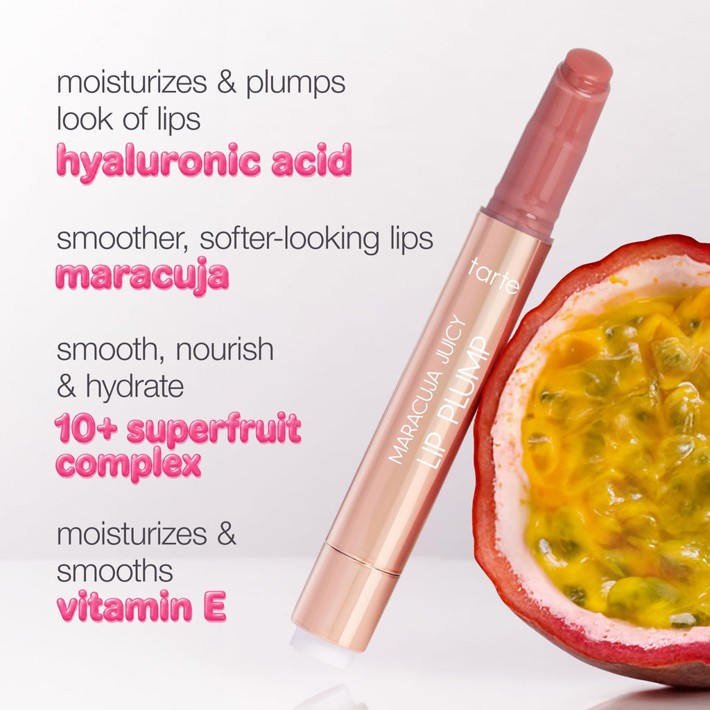 tarte maracuja juicy lip plump – Hydrating & Volumizing Lip Plumper Gloss Balm with Nourishing Hyaluronic Acid, Plumps & Moisturizes, Vegan & Cruelty-Free, full size, honeysuckle