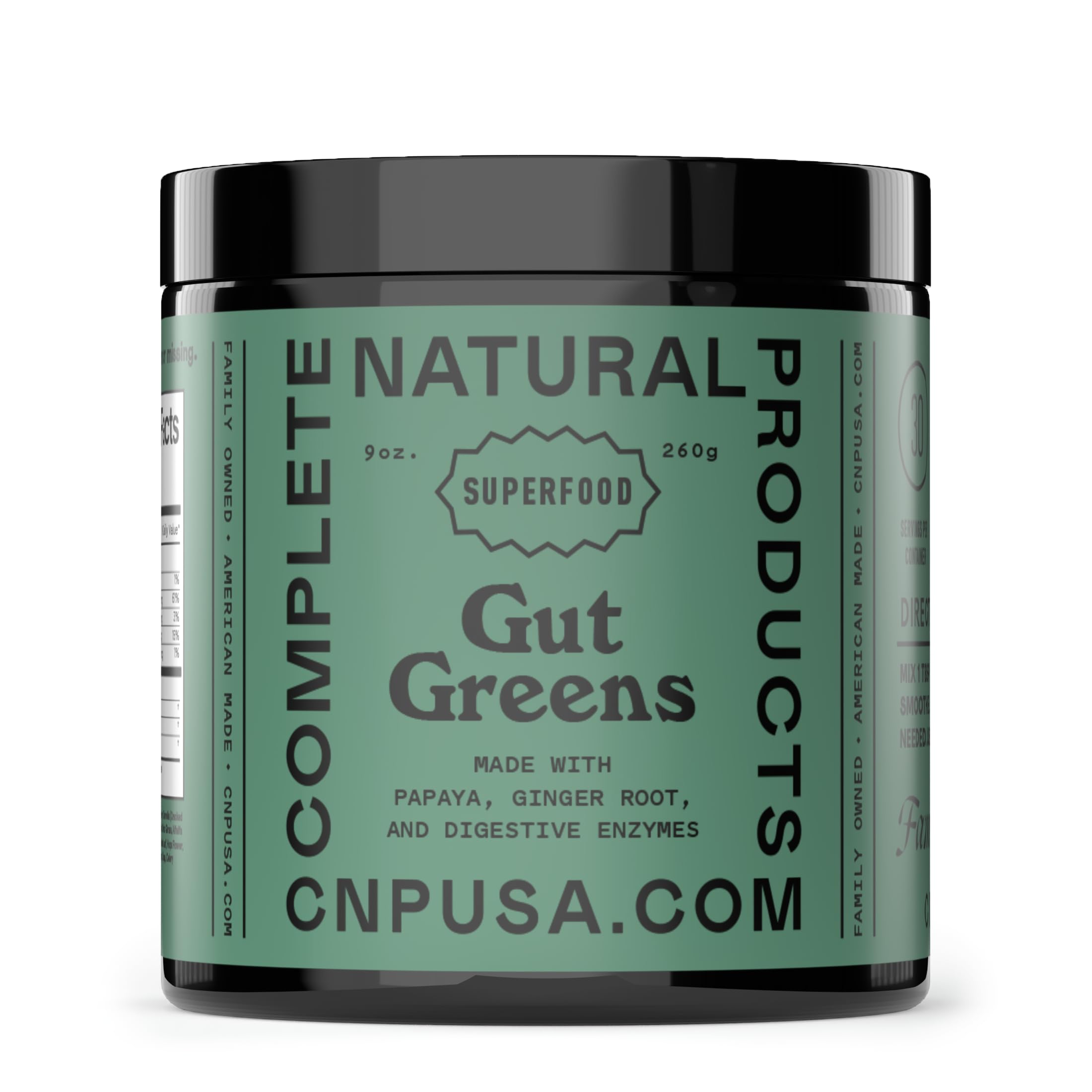 Gut Greens Superfood Powder Formula Supplement - Amazing Raw Digestive Enzyme Supplements Grass Mix, 9oz, 30 Servings