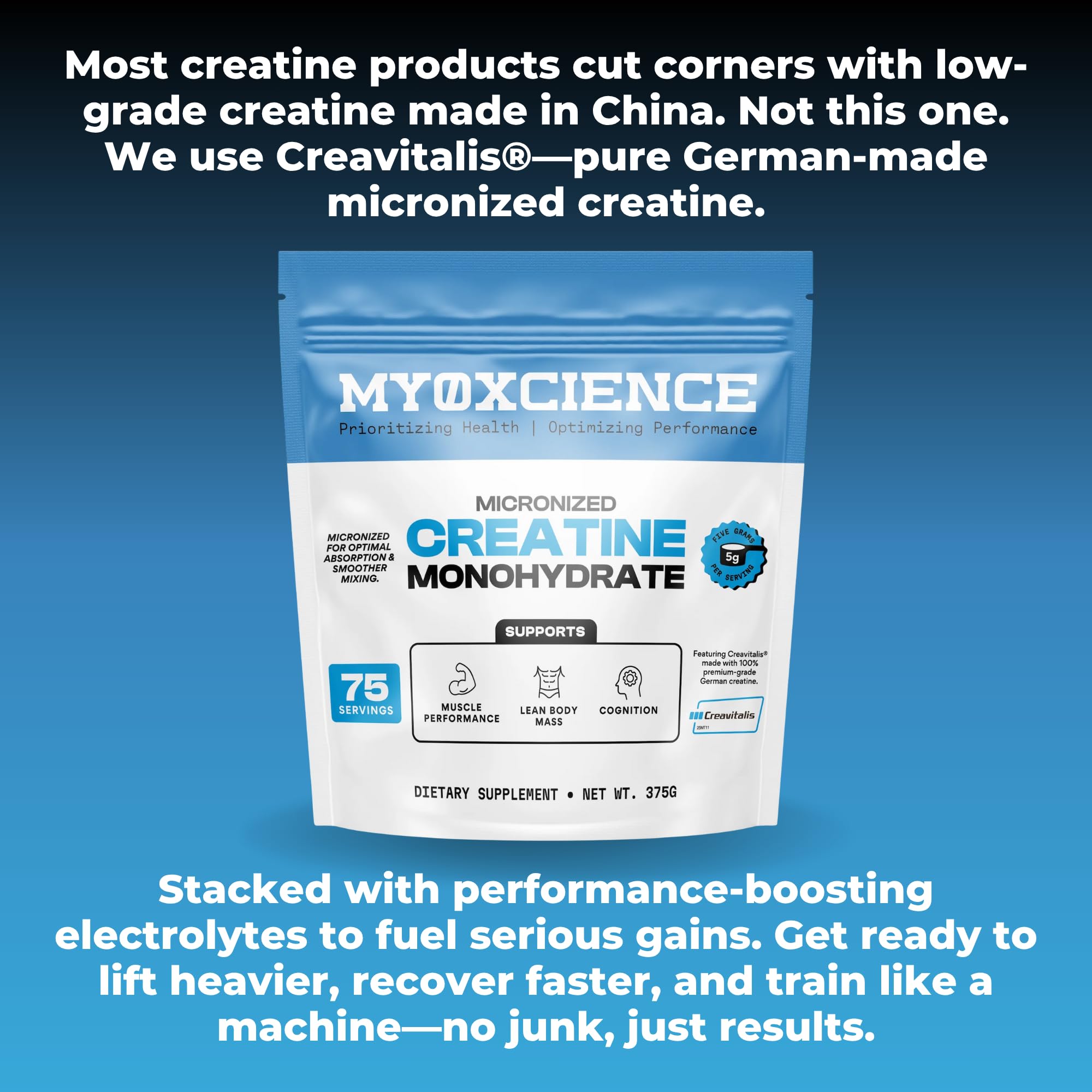 MYOXCIENCE Micronized Creavitalis Creatine | The World’s Purest Micronized Form of Creatine Monohydrate | Supports Muscle Performance, Lean Body Mass, & Cognition | 75 Servings MYOXCIENCE buy supplements Au