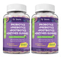 Totaria 2 PCS Sugar Free 5-in-1 Probiotic Prebiotic Postbiotic Gummy, 36 Strains Probiotics for Women Men with Digestive Enzymes, Peppermint, Complete Immune, Gut & Digestive Support, Grape Flavor