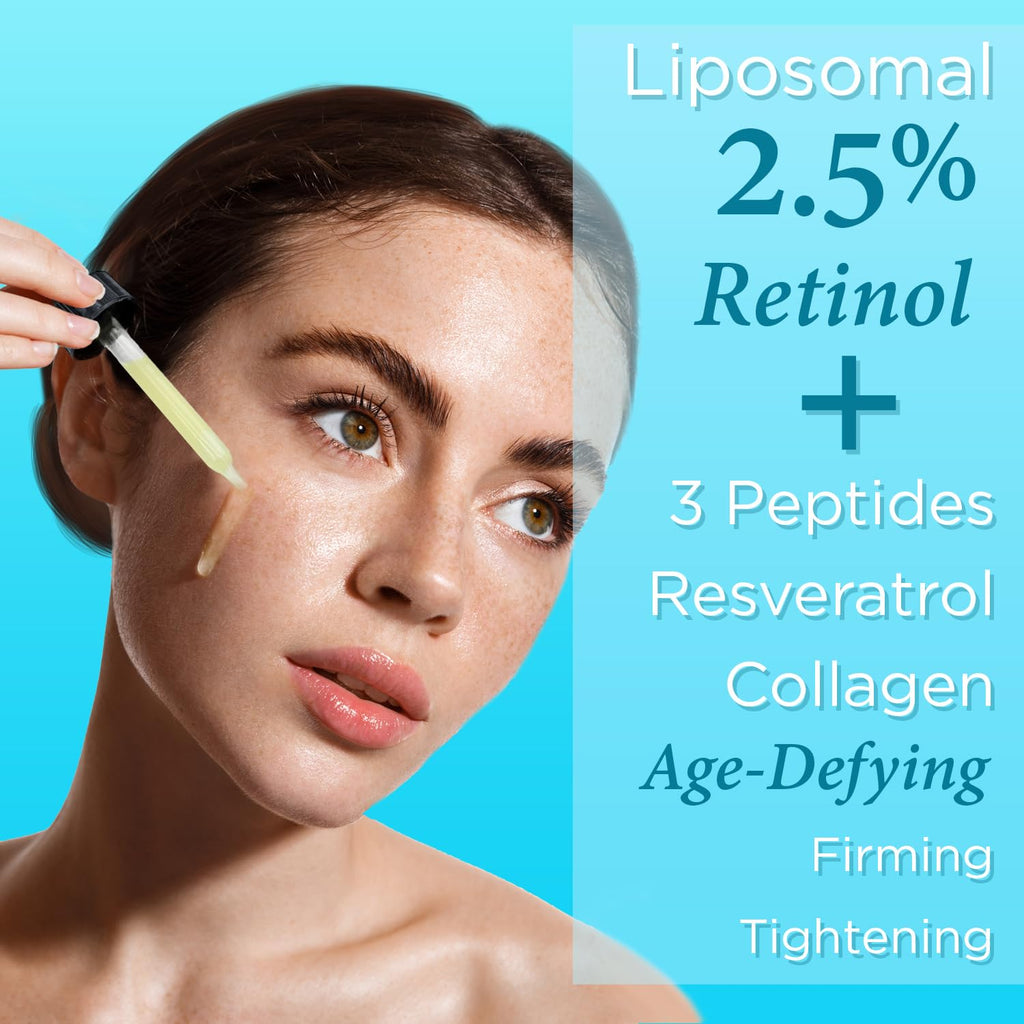 Ebanel Bundle of 2.5% Retinol Serum, Hyaluronic Acid Serum, and Exfoliating Face Scrub Peeling Gel 4.12 Oz