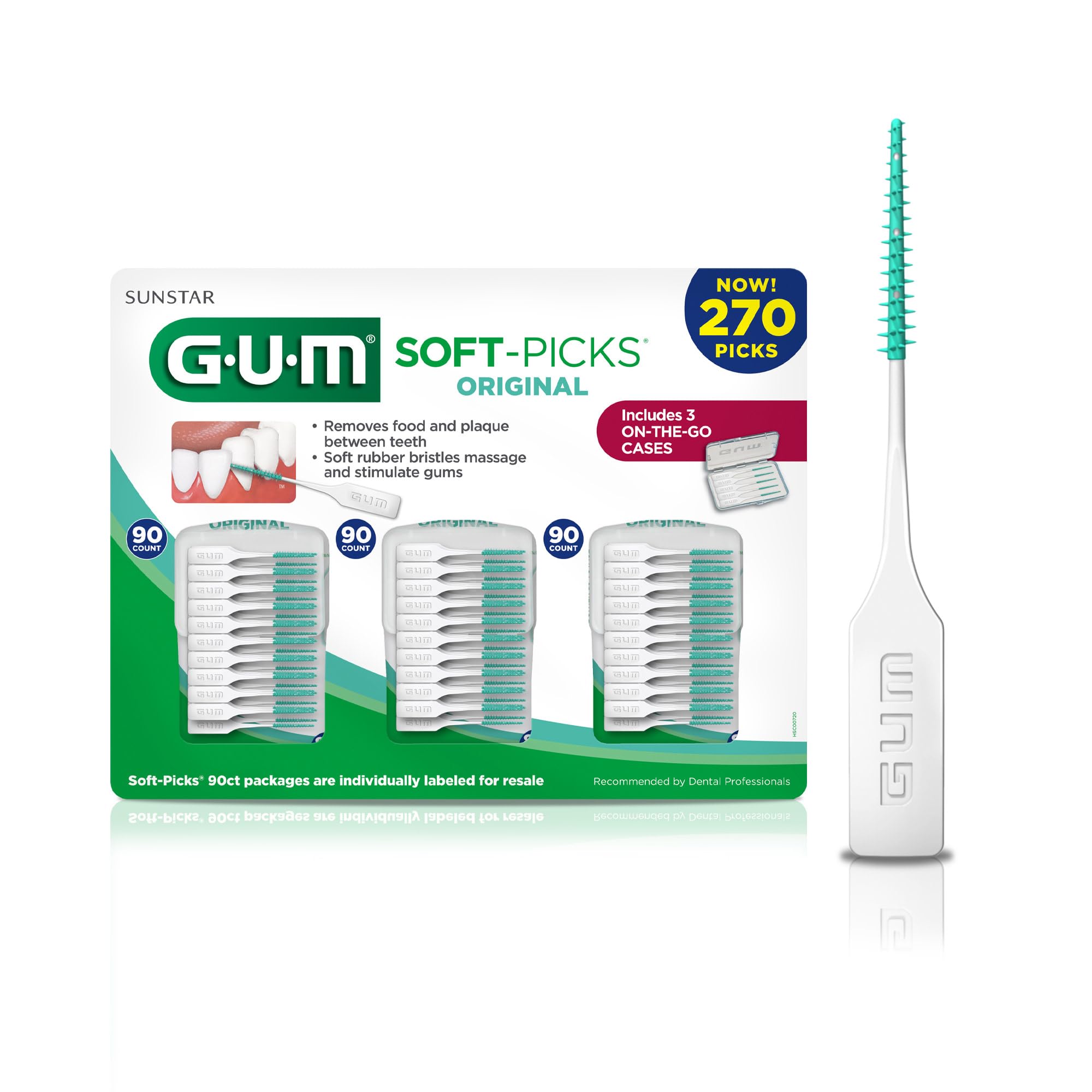 GUM Soft-Picks Original – Easy-to-Use Interdental Picks for Plaque Removal & Gum Health with Convenient Carry Case