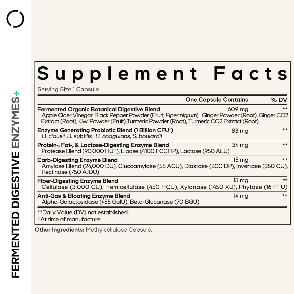 Codeage Fermented Digestive Enzymes Supplement 3-Month Supply - 14 Digestive Enzymes, Probiotics, Prebiotics, Fermented Botanicals, Plant-Based Multi Pancreatic Enzymes - 1 Capsule a Day - 90 Capsules CodeageBuy Supplements Australia
