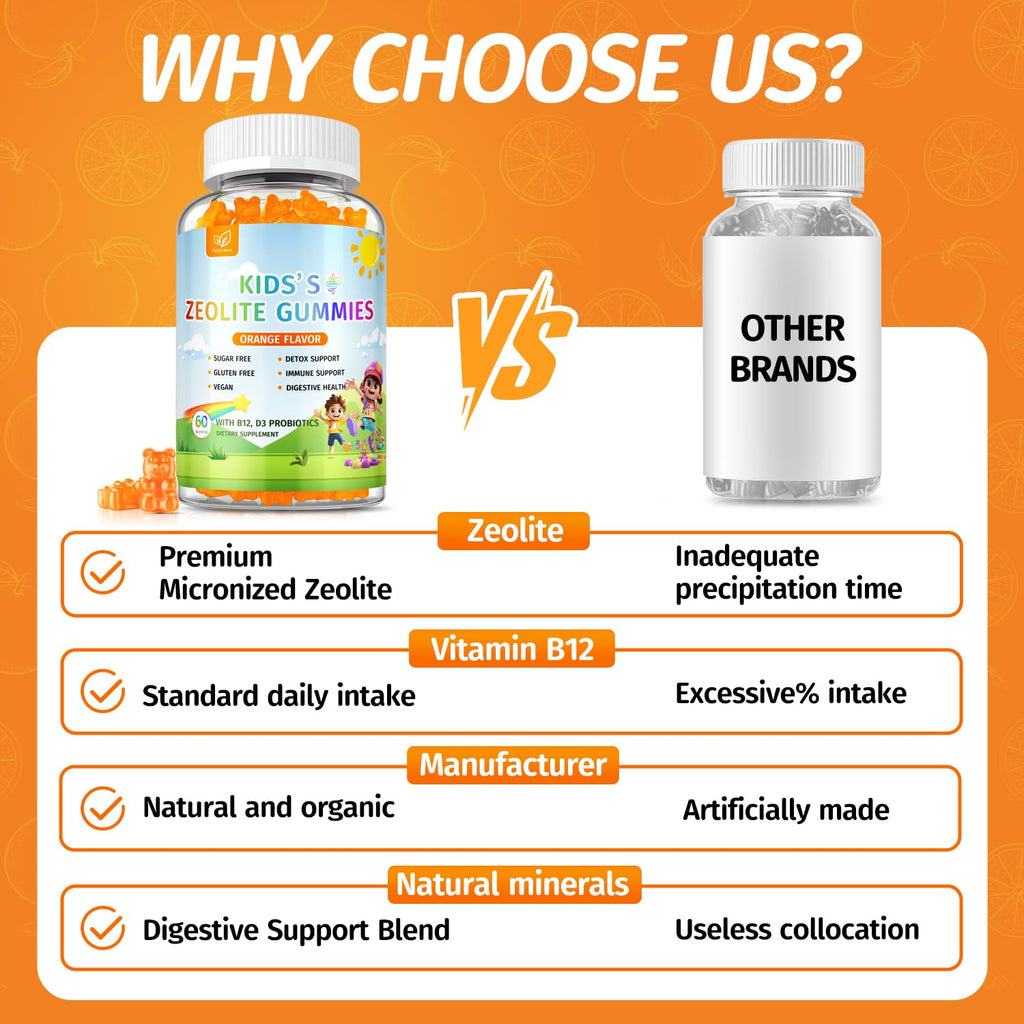 Zeolite Detox for Kids Gummies, Pure Natural Zeolite Clinoptilolite, Adults & Kids Heavy Metals, Focus, Gut & Immune Support