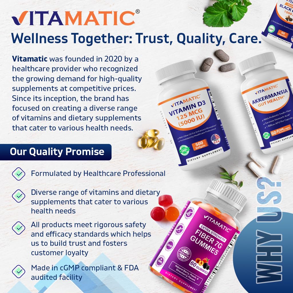Vitamatic Calcium Supplement 1200mg with D3, K2 & B12, Immune & Bone Health Support - 365 Coated Tablets