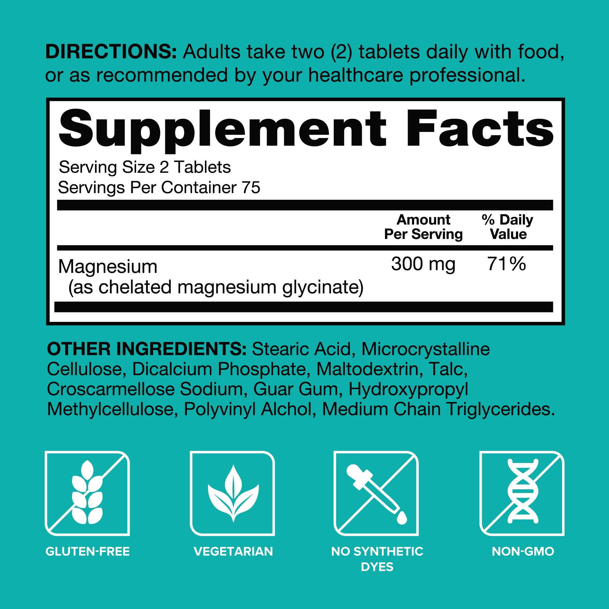 Qunol Magnesium Glycinate 300mg, 100% Glycinate Chelated Magnesium Supplement, 150ct Tablets QunolBuy Supplements Australia