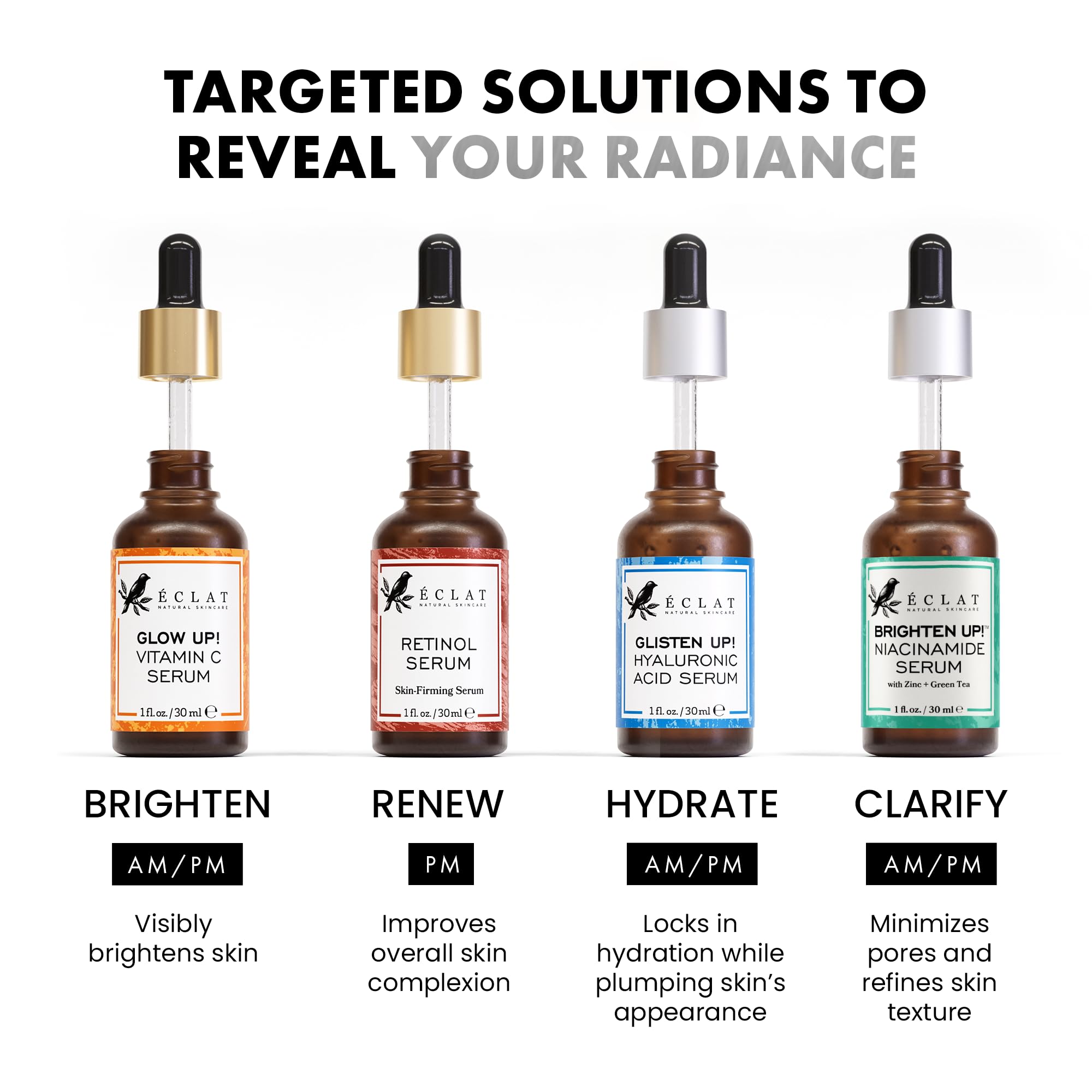 Eclat Skincare Renewing Retinol Serum for Face - Anti Aging Serum with Hyaluronic Acid & Aloe Vera – Hydrates and Improves the Signs of Aging