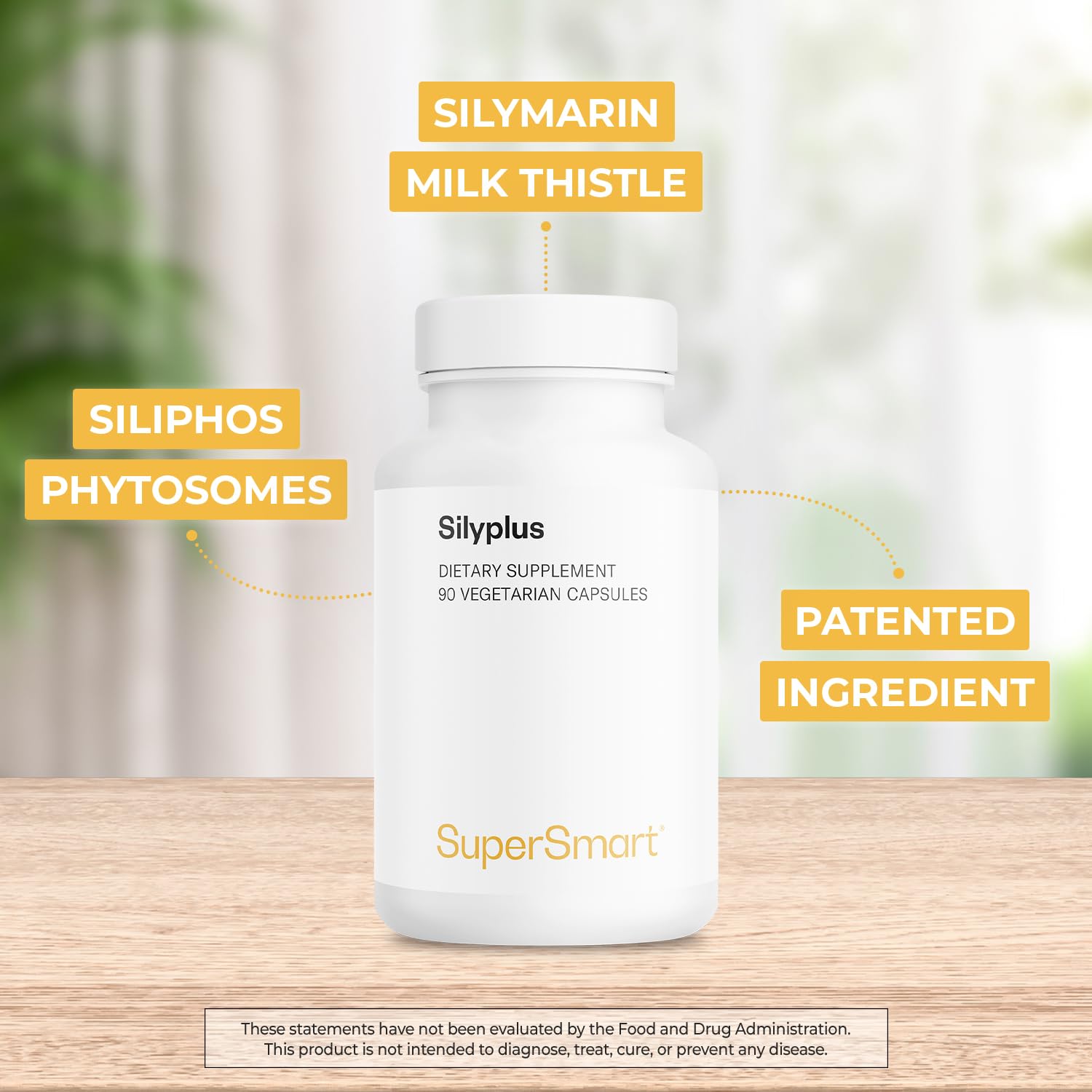 Supersmart - Silyplus 360mg per Day (Patented) - with Silymarin Milk Thistle Supplement - Siliphos Phytosomes | Non-GMO & Gluten Free - 90 Vegetarian Capsules