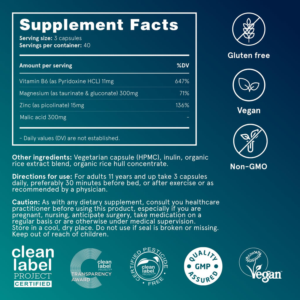 Puori Magnesium Complex Supplement - High Absorption Magnesium Taurinate & Gluconate, Zinc, Vitamin B6 & Malic Acid for Sleep Support, Immune & Bone Health & Muscle Recovery - 240 Vegan Capsules