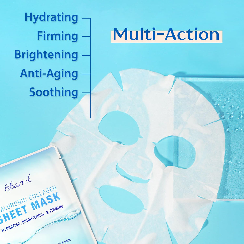Ebanel Bundle of Gentle Exfoliating Face Scrub Peeling Gel 4.12 Oz, and 15 Pack Collagen Face Mask