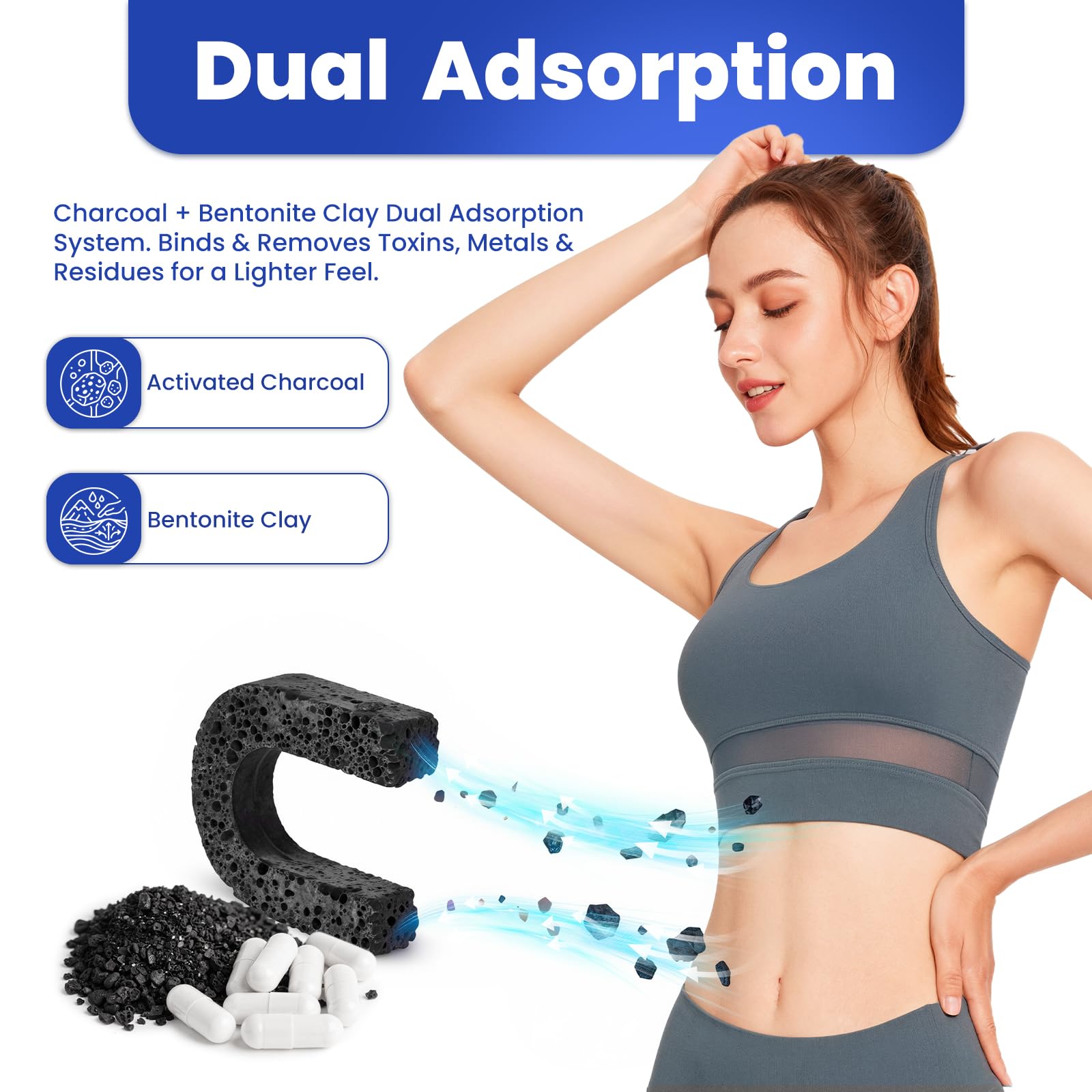 Vccvaa Metal Detox & Full Body Cleanse Pills - GI, Parasite & Zeolite Detox, Activated Charcoal, Bentonite Clay, 5 Billion CFU Women Probiotics,