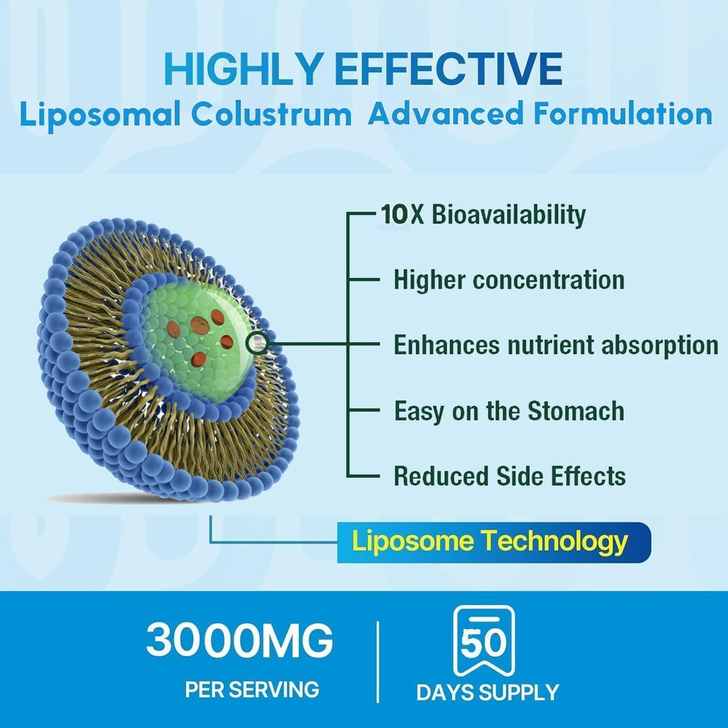 KEDISOM Grass-Fed Bovine Colostrum Supplement Powder - 60% High IgG 3000 mg for Gut Health, Immune Support - Easy to Mix Natural Liposomal
