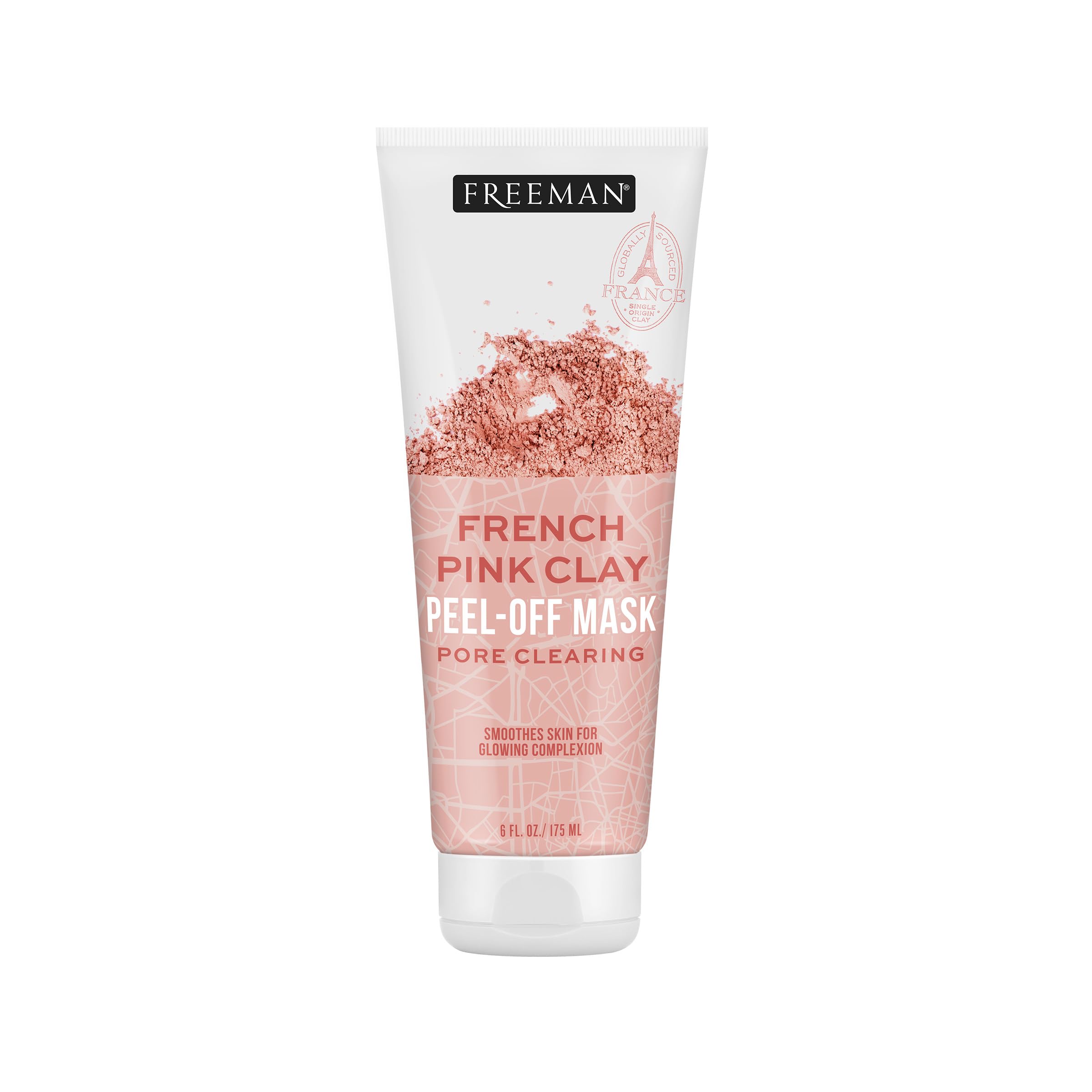 Freeman Exotic Blends French Pink Clay Peel-Off Face Mask, Pore Clearing Facial Mask, Detoxifies & Removes Impurities, Clean Skincare, For Normal & Combination Skin,