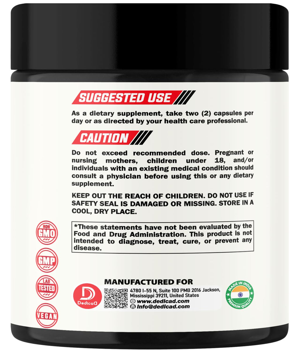 DEDICAD 9in1 Cortisol Supplement - Ashwagandha and Magnesium Glycinate and Chelate - Brain Health & Restful Night & Mood Balance - 90 Capsules Supply 45 Days DEDICAD buy supplements Au