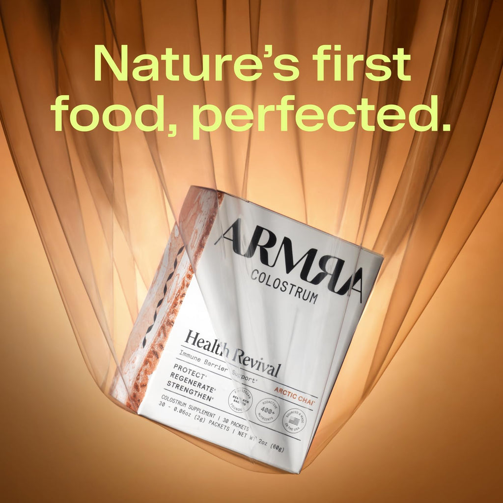 ARMRA Colostrum Powder | Arctic Chai | Gut Health & Bloating | Skin & Hair | Immunity | Keto, Gluten & Fat-Free | 30 Servings