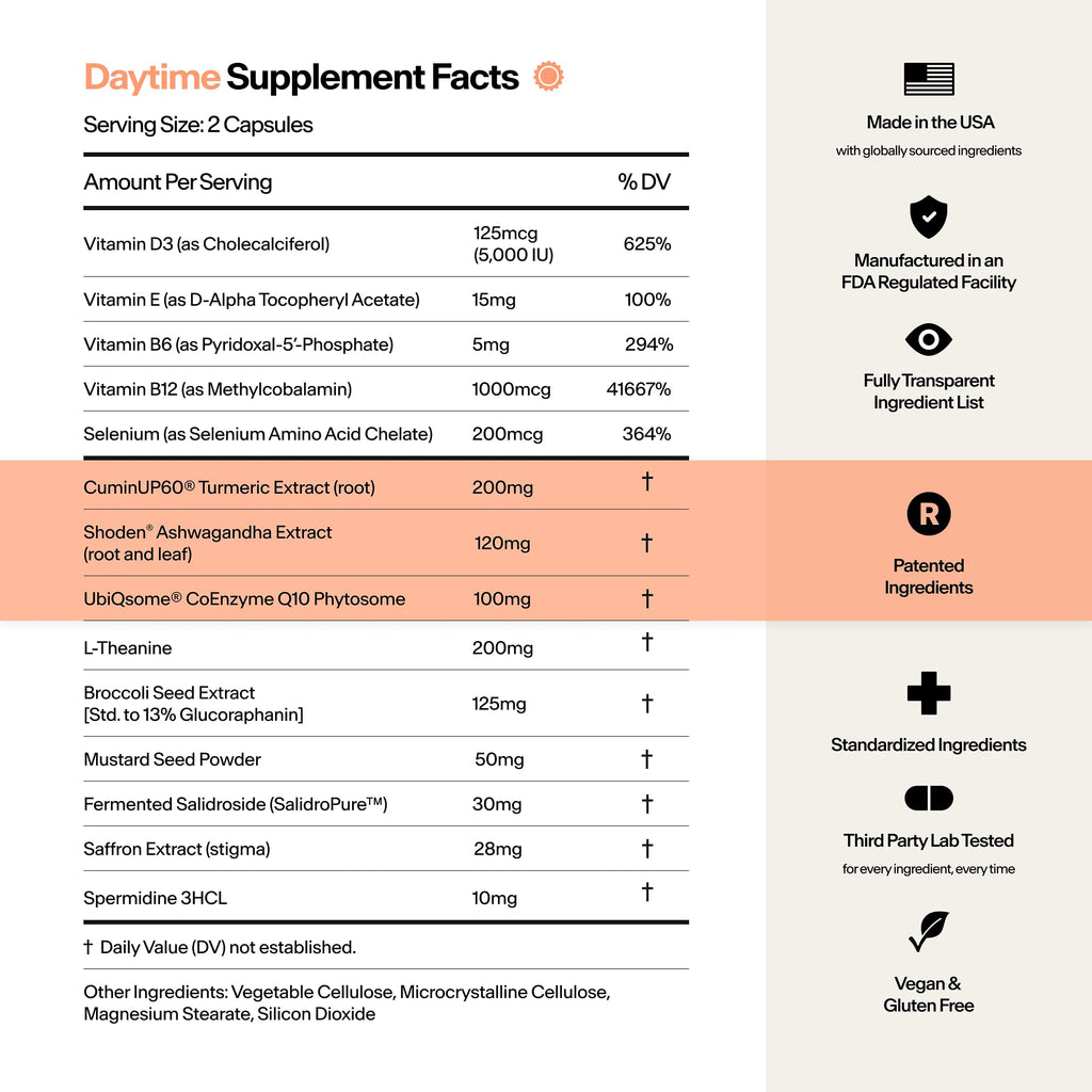 Stasis Daytime Energy & Focus Supplement for Men & Women with Vitamin D3, L Theanine, Ashwagandha & CoQ10, Cognitive Support Capsules for Morning Routines, Vegan, Non GMO, 25 Servings, 1 Month Supply STASISBuy Supplements Australia