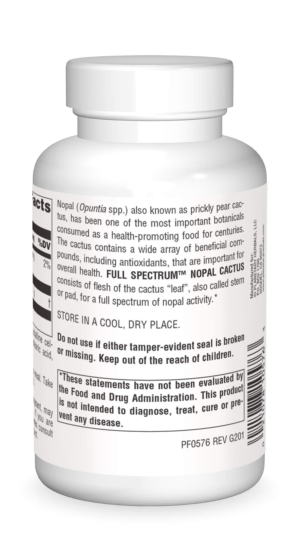 Planetary Herbals Full Spectrum Nopal Cactus, Prickly Pear Cactus, 1000 mg, with Prickley Pear Leaf - 120 Tablets