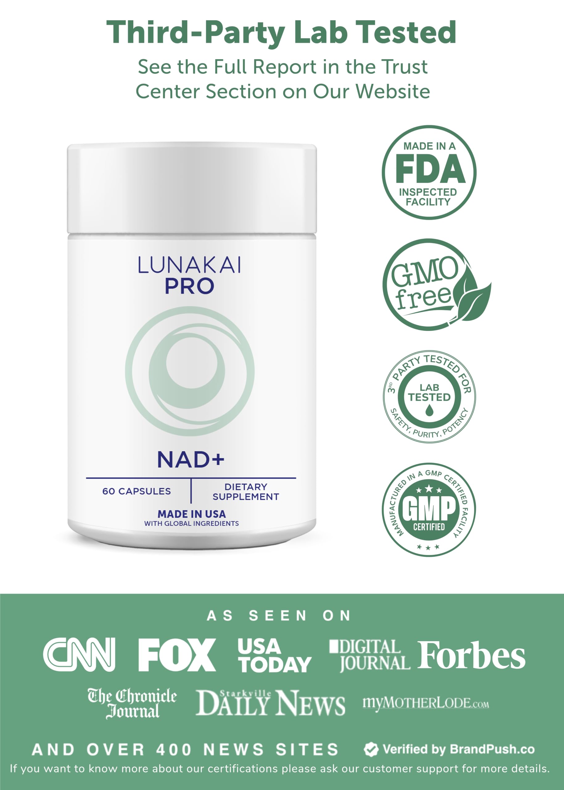 Lunakai USA Made Dual-Pathway NAD+ Formula with NR & Resveratrol – Natural NAD Supplement for Women & Men – Healthy Aging 7