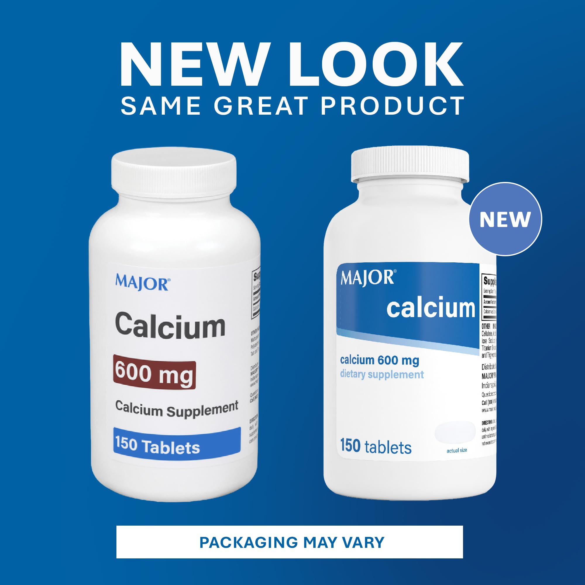 Major 600mg Calcium Tablets - Calcium Supplement - 150 Count (1 Pack)