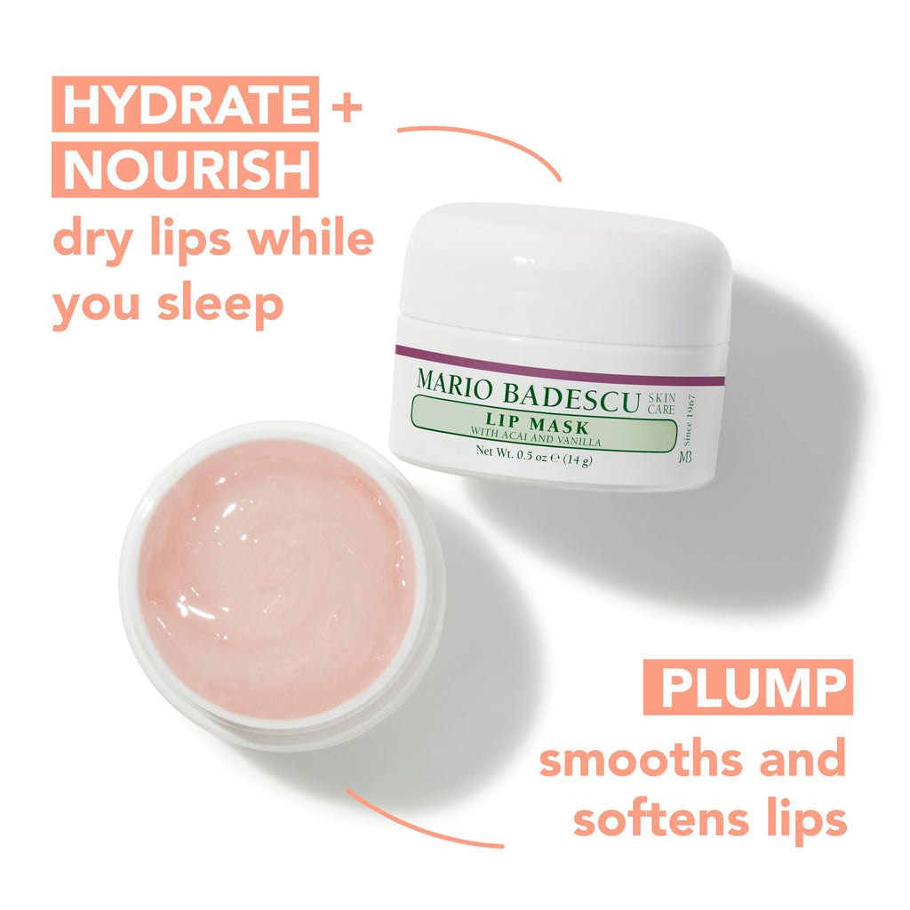 Mario Badescu Lip Mask with Acai and Vanilla for All Skin Types, Overnight Lip Treatment Enriched With Skin Softening Coconut Oil and Hydrating Shea Butter, 0.5 Ounces Mario BadescuBuy Supplements Australia