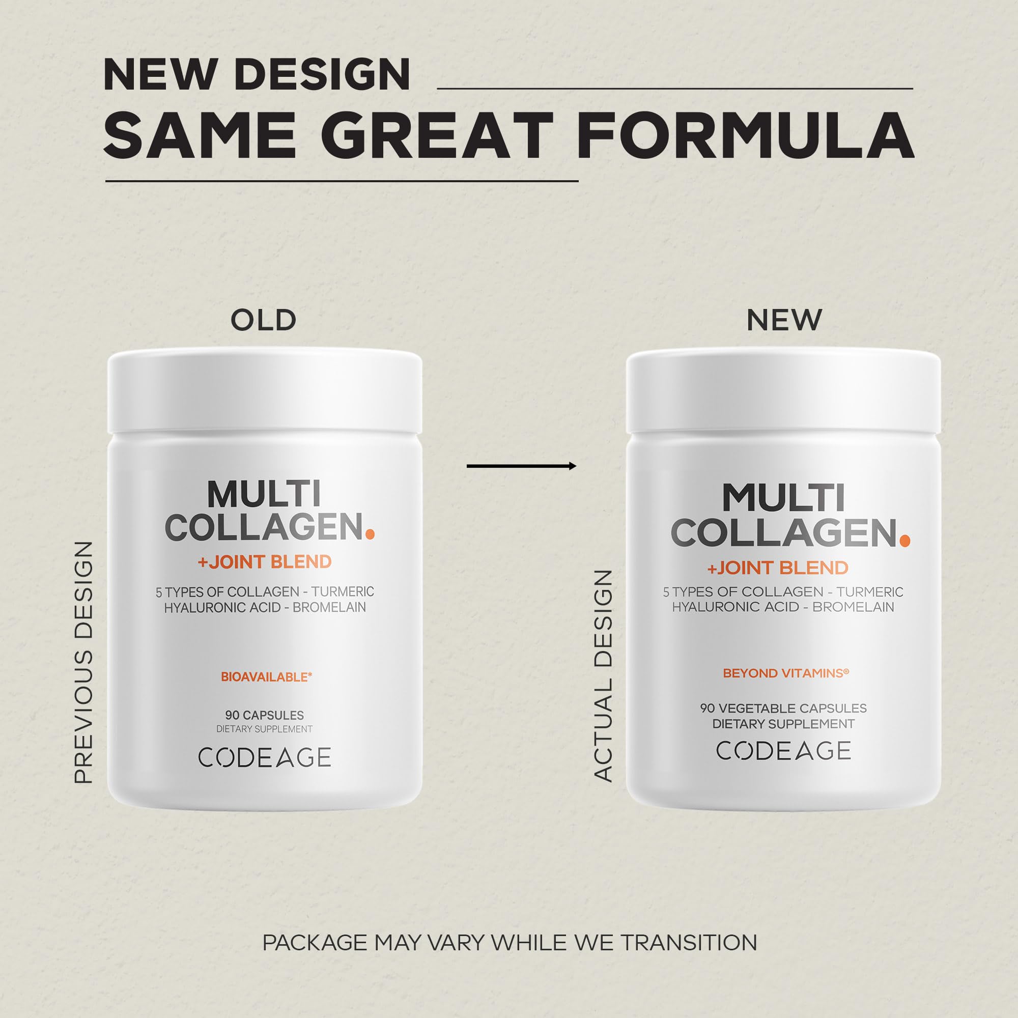 Codeage Multi Collagen Protein + Joint Blend Supplement, Hyaluronic Acid, Bromelain, Turmeric, Ginger, Boswellia, Astaxanthin - Hydrolyzed Bovine Collagen - 5 Collagen Types - Non-GMO - 90 Capsules CodeageBuy Supplements Australia