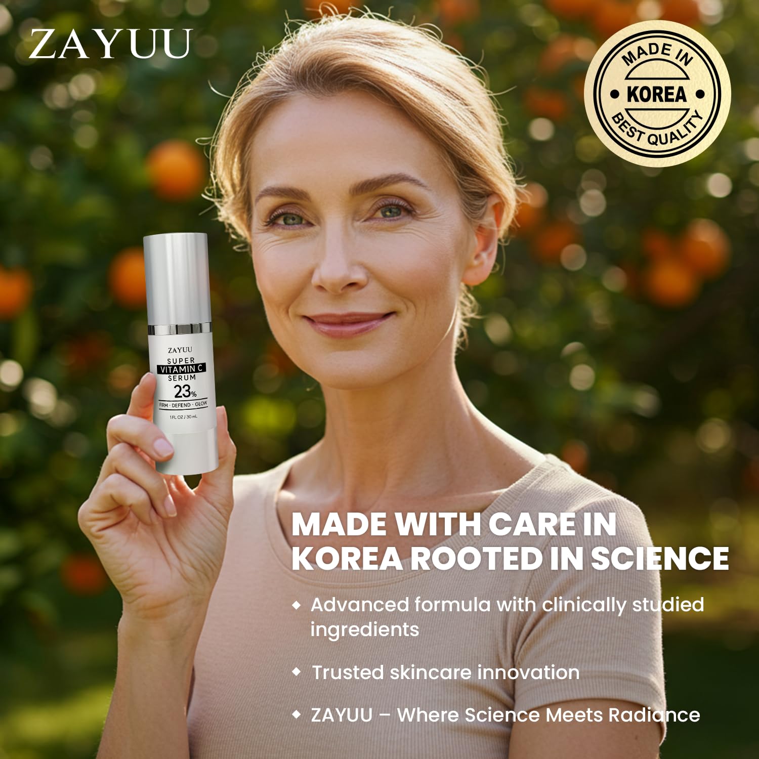 Super Korean Vitamin C Face Serum 23%: Brightening Hydrating Formula with Hyaluronic Acid, Vitamin E & Ferulic Acid — Anti-Aging Serum for Wrinkles,