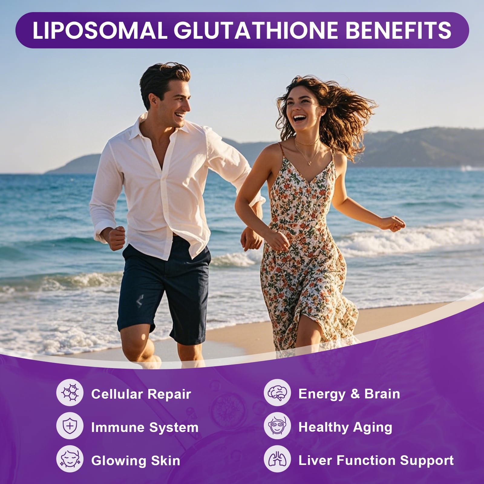 MEGNETA Liposomal Glutathione Supplement – 500mg Glutathione with PQQ, CoQ10 & Vitamin C – High Absorption Antioxidant for Immune & Energy Support – Grape Flavor, 30 Pouch