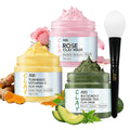 ANAI RUI 3 Pack Clay Mask Set Turmeric Vitamin C Clay Mask -Rose Facial Mask -Avocado Green Tea Mud Mask Smoothing, Hydration & Glow,Spa Gift Set