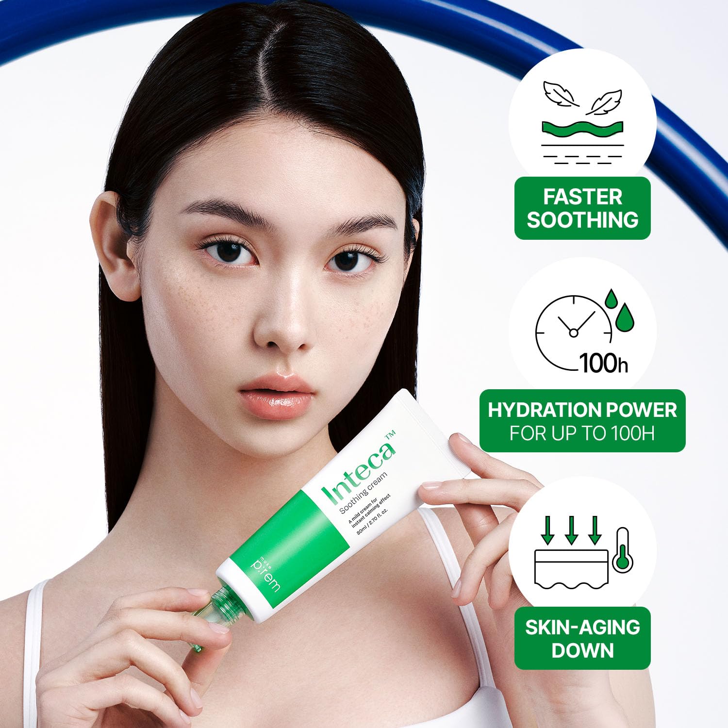 MAKE P:REM INTECA Soothing Cream, Quick Calming Facial Cream with Advanced CICA for All Skin Types, Oily Skin, EVE VEGAN,
