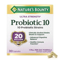 Nature's Bounty Probiotic 10 Daily Probiotic Supplement for Digestive, Immune, and Upper Respiratory Support, Ultra Strength, 30 Capsules 1 Pack