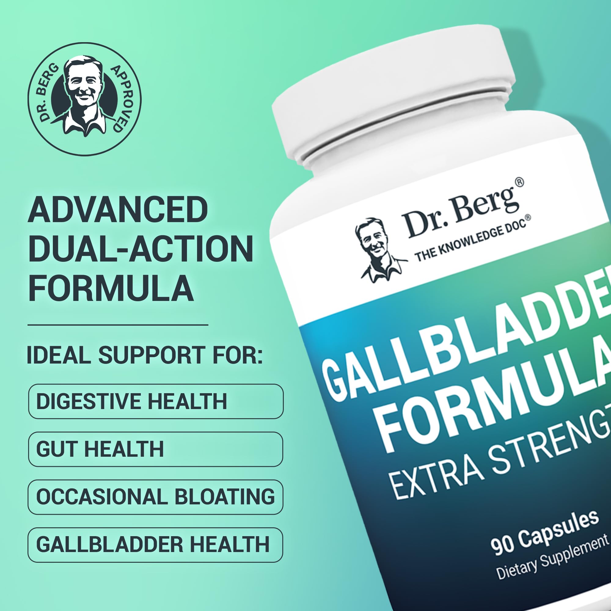 Dr. Berg Gallbladder Formula Extra Strength - with Ox Bile Powder and Conjugated Bile Acid - Digestive Enzymes Proprietary Blend - Full 45-Day Supply - 90 Vegetable Capsules Dr. Berg NutritionalsBuy Supplements Australia