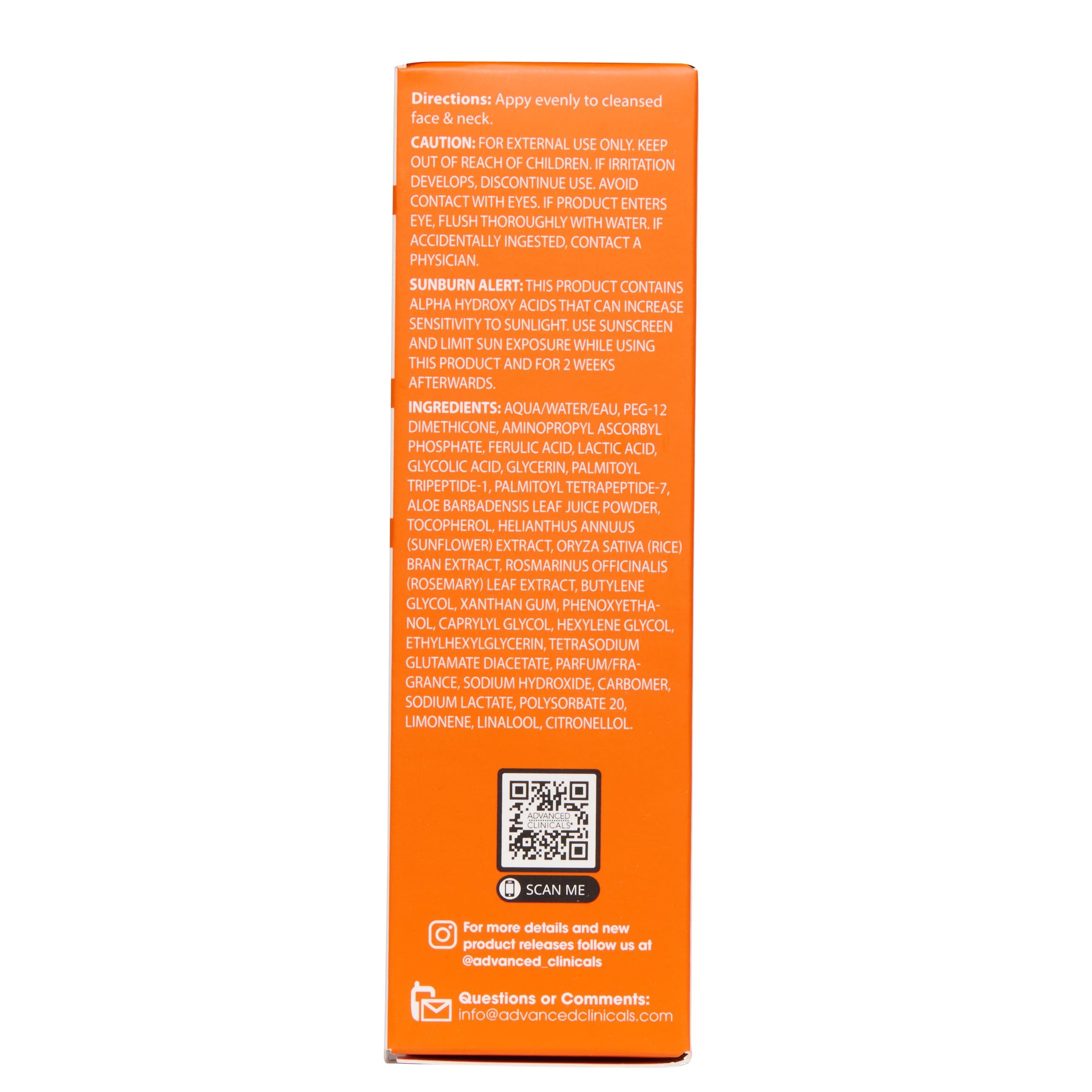 Advanced Clinicals Brightening Vitamin C Serum For Face With Glycolic Acid + Lactic Acid | Vitamin C Eye Serum Face Moisturizer For Improving