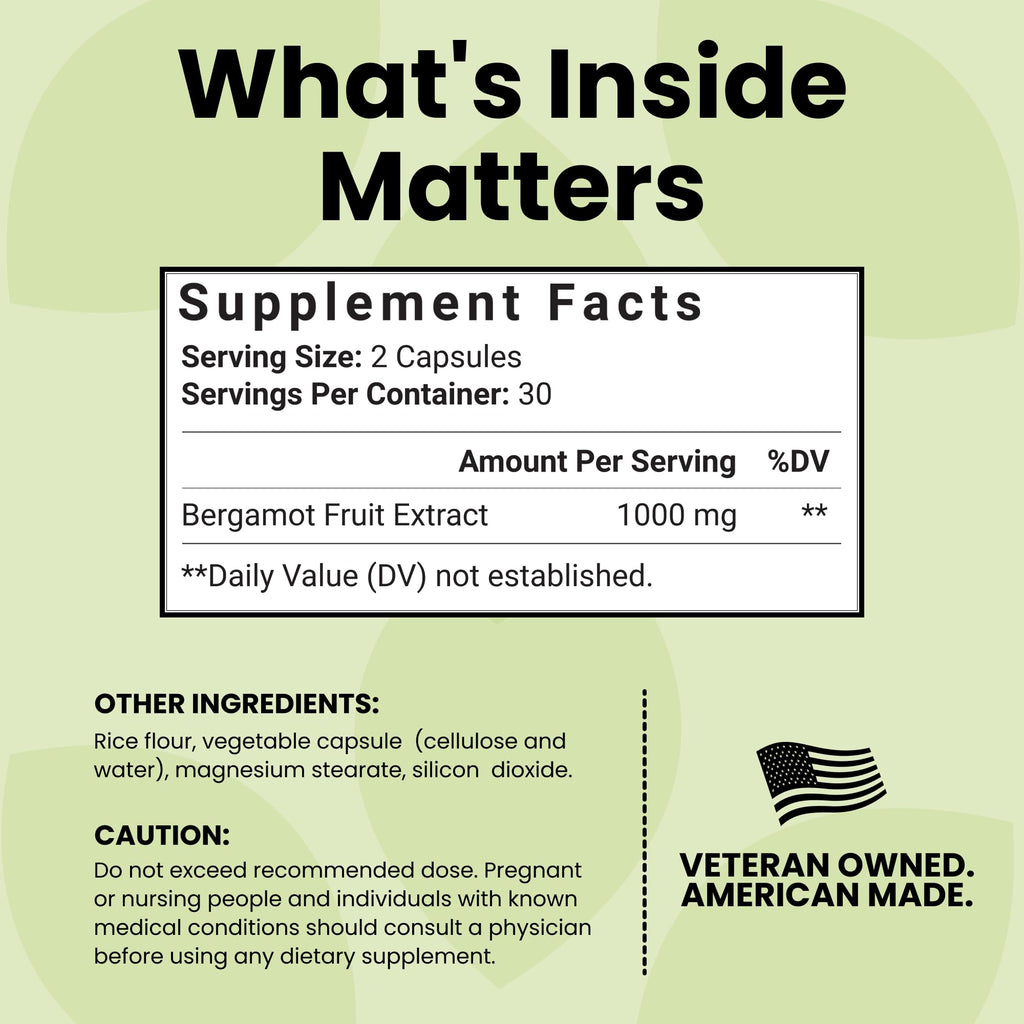 Luma Nutrition Citrus Bergamot 1000mg Per Serving - Citrus Bergamot Supplement - Heart Health Support - Made in the USA - Veteran Owned - 60 Capsules, 30 Servings (Pack of 2)